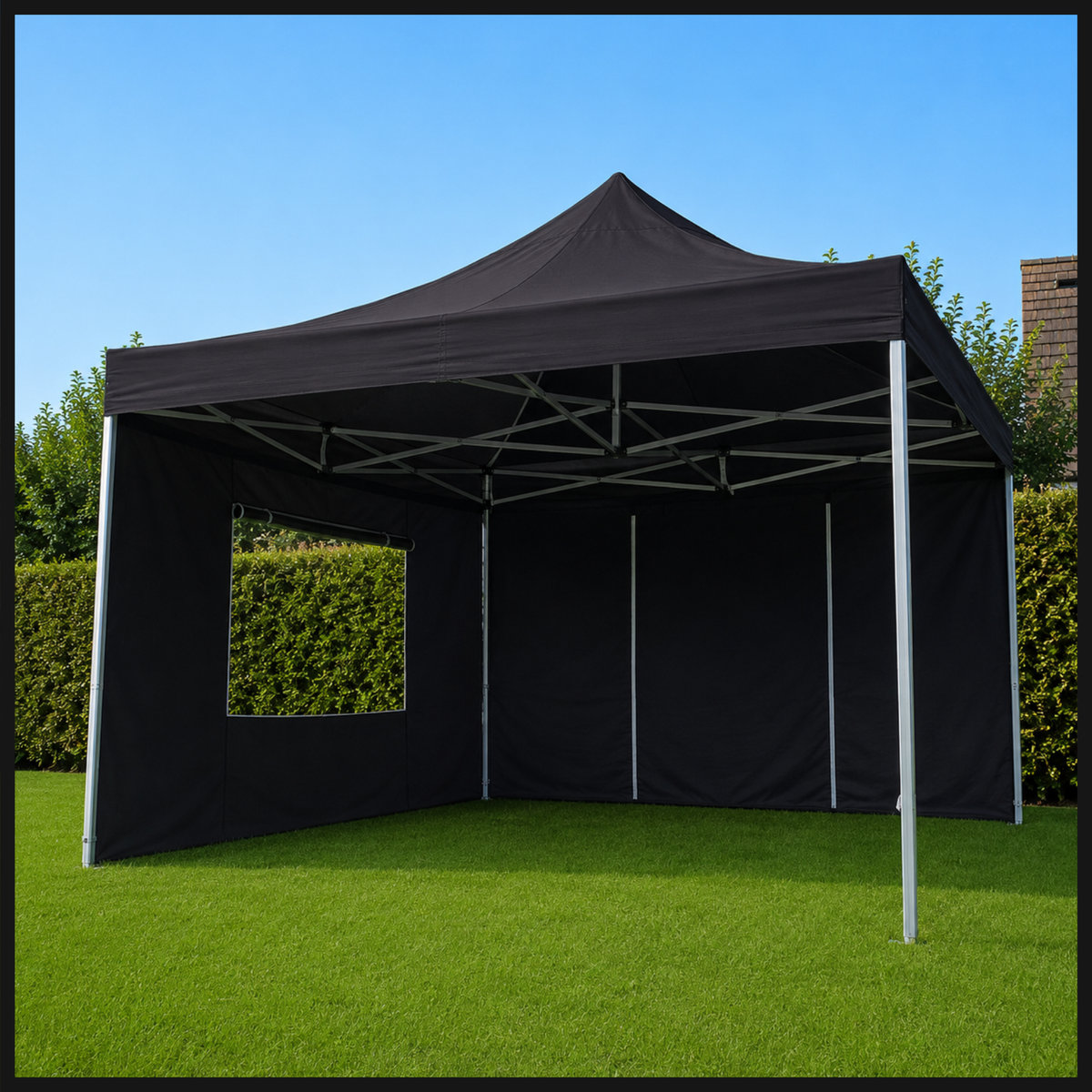 Vouwtent 4 × 4 m zwart