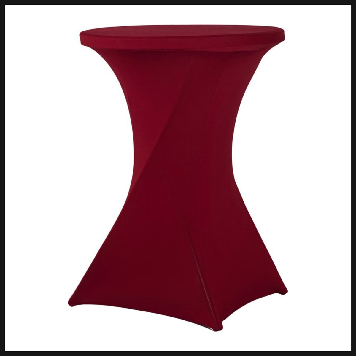 Receptietafel met bordeaux stretchhoes